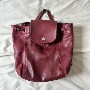 Longchamp maroon mini leather backpack
